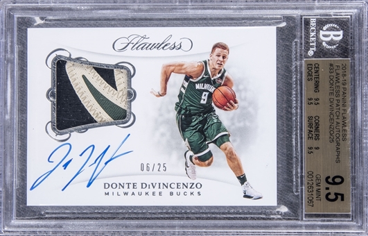 2018-19 Panini Flawless #33 Donte DiVincenzo Flawless Patch Autograph Rookie Card (#6/25) - BGS GEM MINT 9.5/10 AUTO